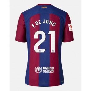Lacne Muži Futbalové dres Barcelona Frenkie de Jong #21 2023-24 Krátky Rukáv - Domáci